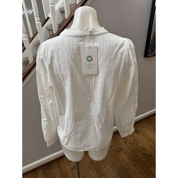 NWT Sezane Marinette Cotton Eyelet Shirt in White Ecru Size 36 / 4 - Picture 4 of 4